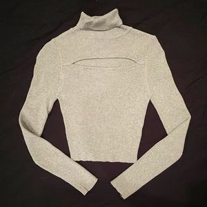 Bebe Light Grey Ribbed Crop